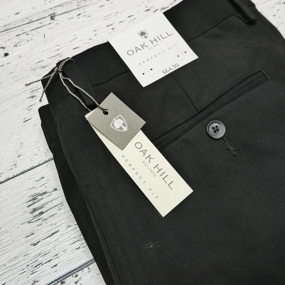 Oak Hill Pants Mens 40x32 Black Perfect Fit Pleated‎ Stretch Slacks Big Tall